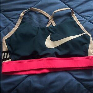 Nike Sports Bra - Dark Teal, Beige, and Pink